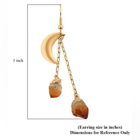 Brazilian Citrine Point Moon Dangle Earrings in Goldtone 27.00 ctw - Picture 5 of 14